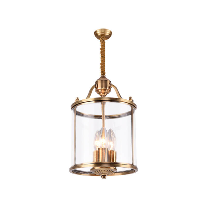 Moderner goldener Glamour Kronleuchter mit Vollkupfer-Glas-Schirm, Zylinder, 3/7-Licht 