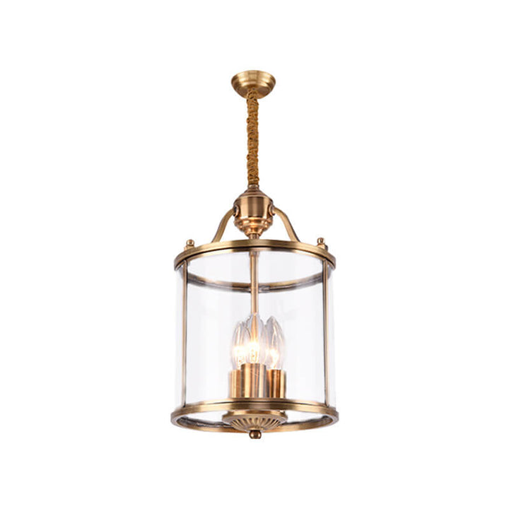 Moderner goldener Glamour Kronleuchter mit Vollkupfer-Glas-Schirm, Zylinder, 3/7-Licht 