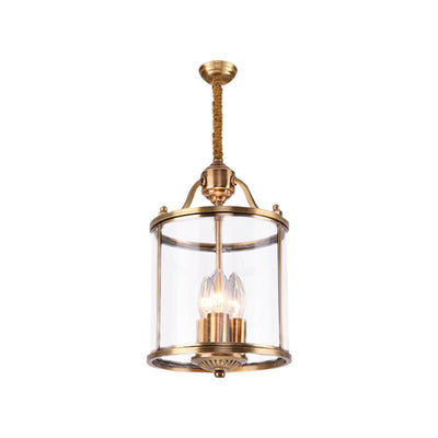 Modern Golden Glamour Full-Copper Glass Shade Cylinder 3/7-Light Chandelier