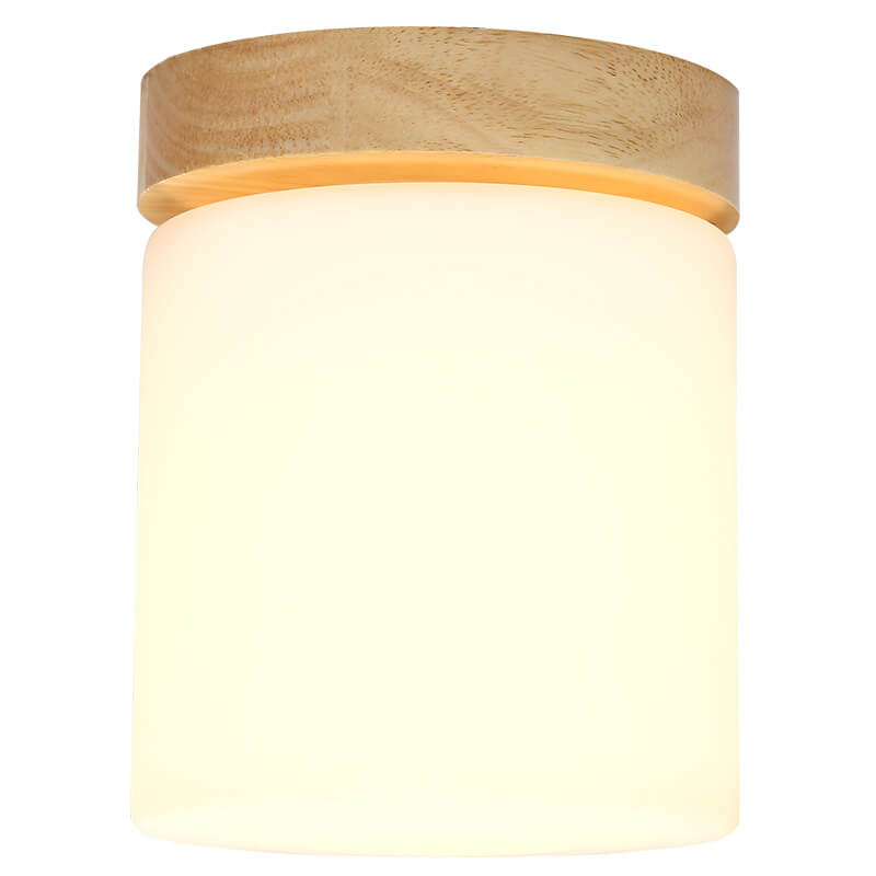 Luz de techo semiempotrada de 1 luz cuadrada circular de madera minimalista nórdica moderna 