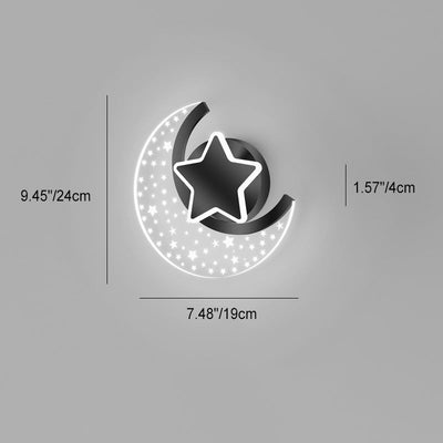 مصباح حائط LED للأطفال المبدعين المعاصرين على شكل نجمة وقمر من الأكريليك والألمنيوم والحديد لغرفة النوم 