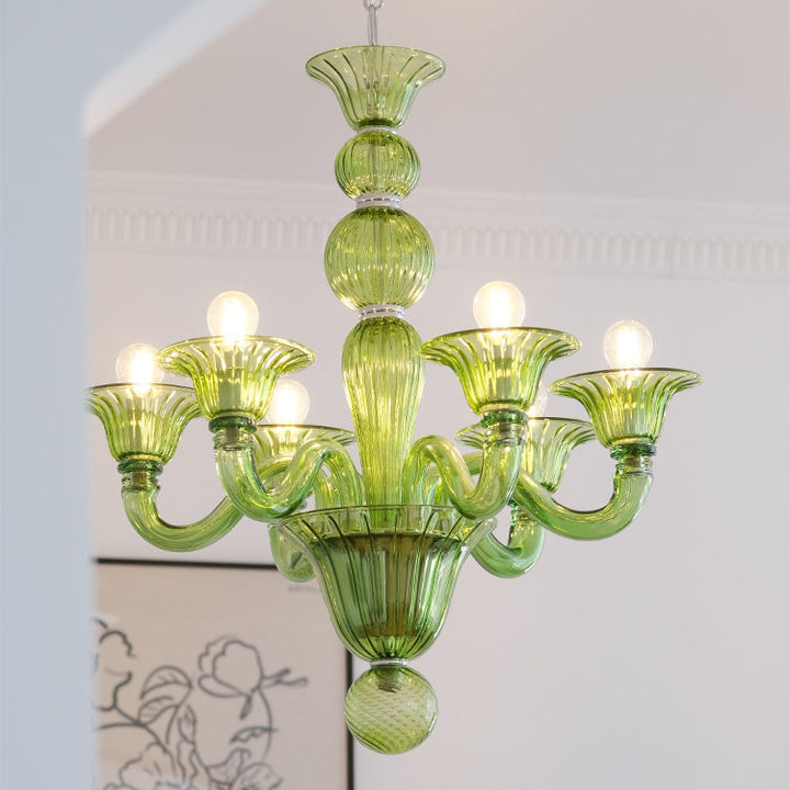 Traditioneller französischer Glaskandelaber-Design-Kronleuchter aus Eisen mit 6 Lichtern für das Wohnzimmer 