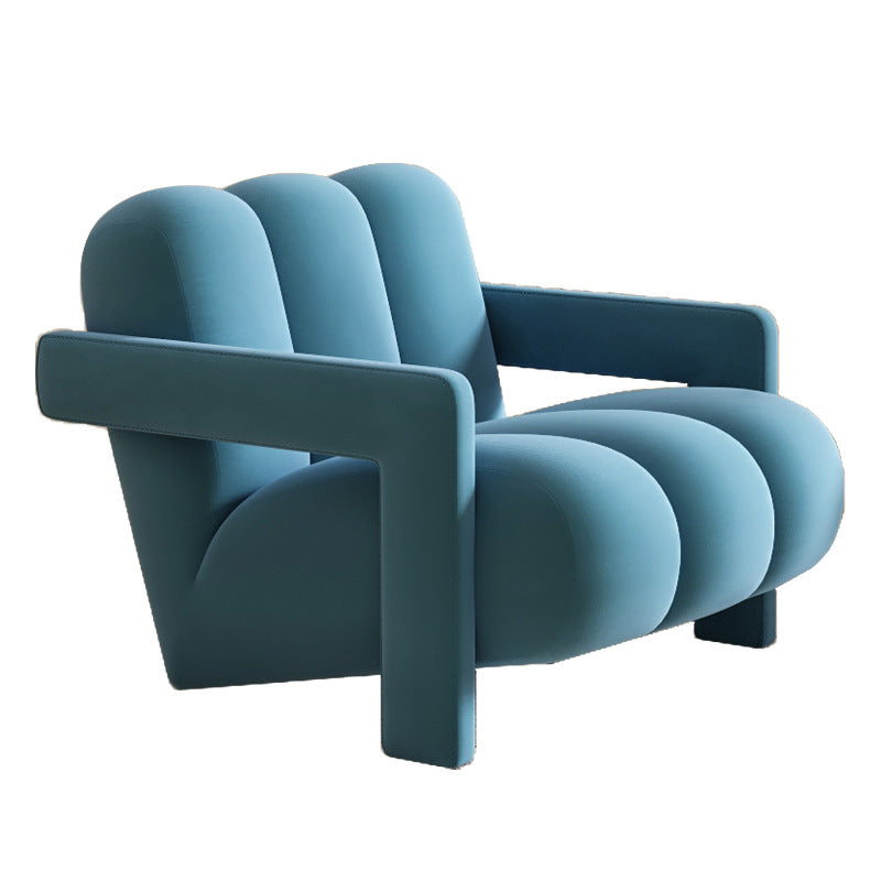 Sillón individual contemporáneo escandinavo de terciopelo y tejido sherpa con madera y espuma, con respaldo y reposabrazos, para sala de estar 