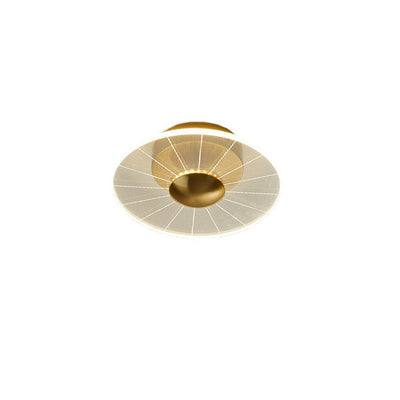 Contemporary Luxury Geometric Circular Vertical Grain Acrylic LED Semi-Flush Mount Ceiling Light For Living Room