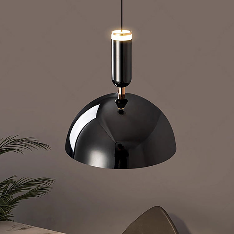 Lámpara colgante LED de cúpula redonda minimalista moderna de aluminio y acrílico para dormitorio 