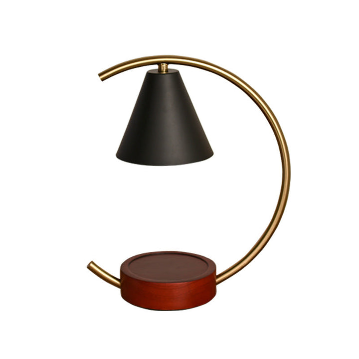 Lámpara de Mesa con Base de Madera y Herrajes Cónicos de Simplicidad Contemporánea de 1 Luz con Cera Derretida para Dormitorio 