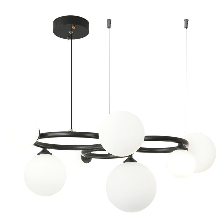 Lustre moléculaire moderne du milieu du siècle en cuivre avec cadre rond en verre Magic Bean 5/7/9 lumières pour salon 