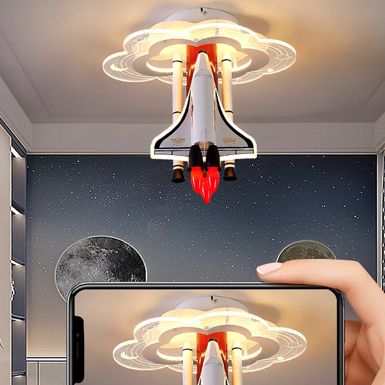 ضوء سقف للأطفال من الأكريليك LED مع تصميم صاروخ فضاء كرتوني عصري مبتكر لغرفة المعيشة 