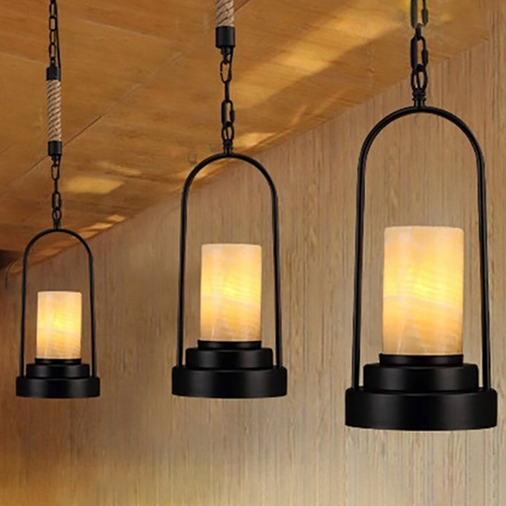 Vintage Industrial Candle 1-Light Hemp Wire LED Pendant Light