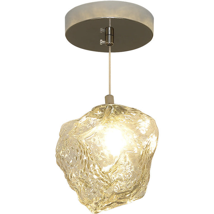 Suspension 1 lumière avec abat-jour en verre au design contemporain imitation pierre de luxe pour couloir 