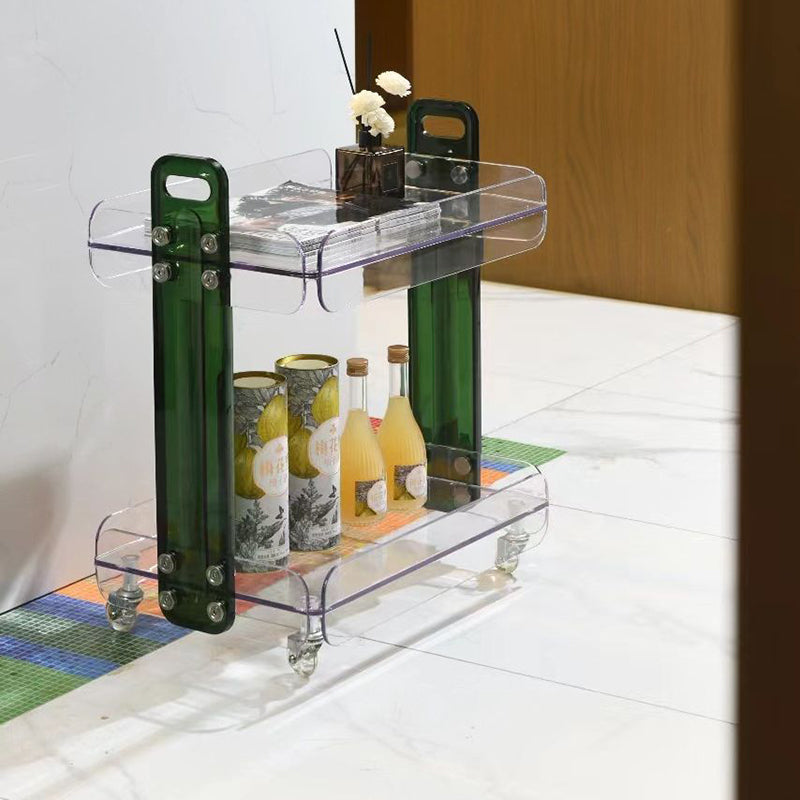 Zeitgenössischer rechteckiger skandinavischer Acryl-PC-Endtisch mit 2 Ebenen für das Schlafzimmer 