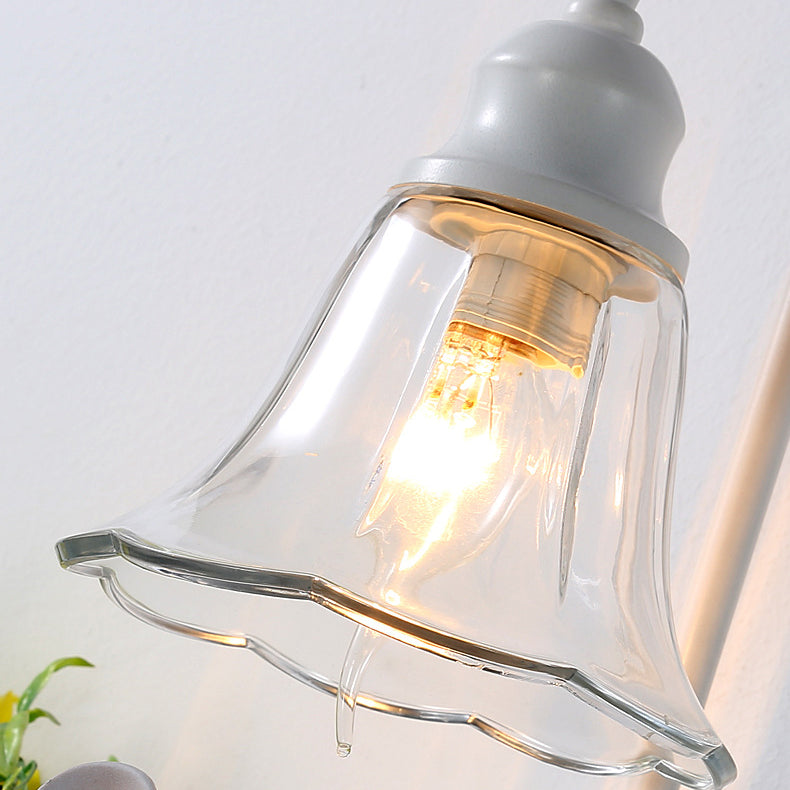 Zeitgenössische kreative Engel Blütenblatt Harz Glas 1/2 Licht Wandleuchte Lampe für Schlafzimmer 
