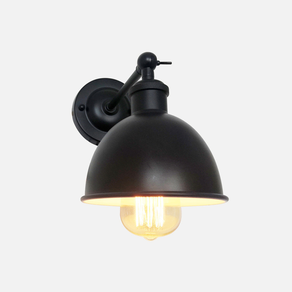 Zeitgenössische industrielle Eisen halbrunde Schatten Rocker Arm 1-Licht Wandleuchte Lampe für Wohnzimmer 