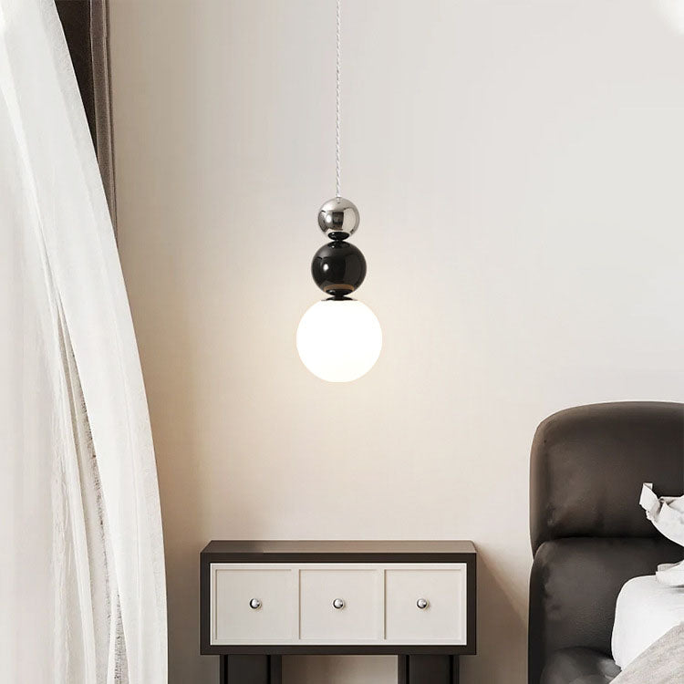 Moderne minimalistische runde Kugel Eisen Glas 1-Licht Pendelleuchte für Schlafzimmer 