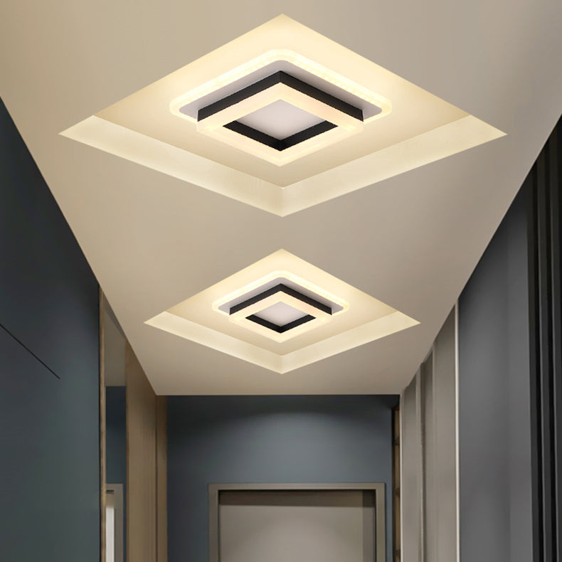 Luz de techo LED de montaje empotrado con pantalla cuadrada redonda geométrica acrílica de simplicidad moderna para sala de estar 
