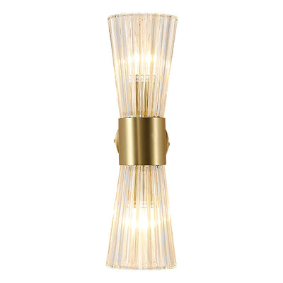 Lámpara de Aplique de Pared Contemporánea de Lujo con Cristal Acanalado Luminosa de 2 Luces para Dormitorio 