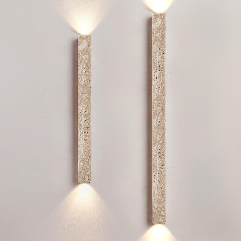 Traditional Japanese Long Strip Yellow Travertine 2-Lights For Hallway