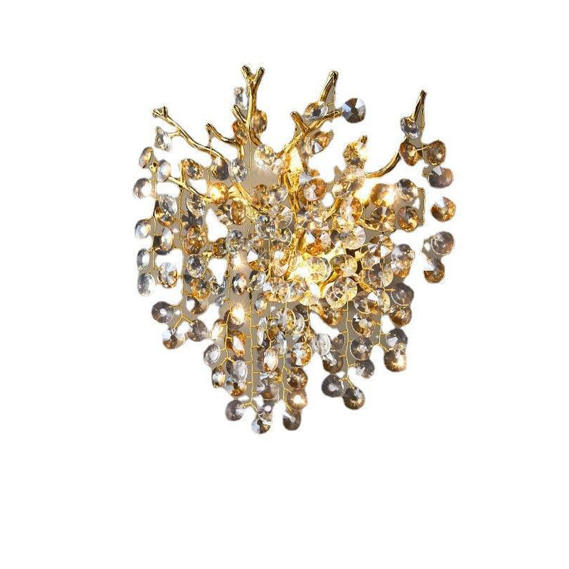 Applique murale moderne en aluminium de luxe avec cristal et perles à 2/3 lumières pour salon 