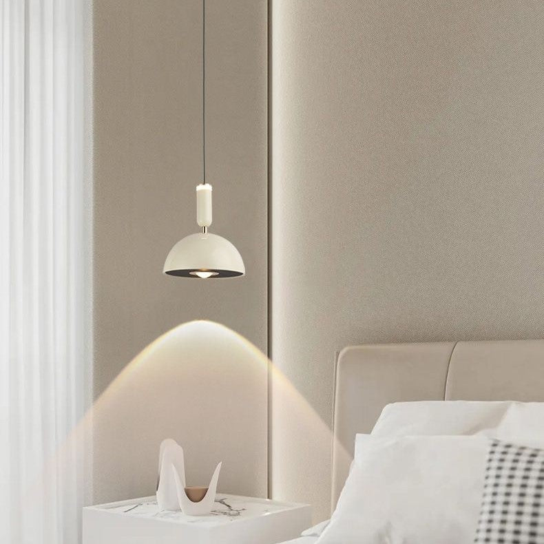 Lámpara colgante LED de cúpula redonda minimalista moderna de aluminio y acrílico para dormitorio 