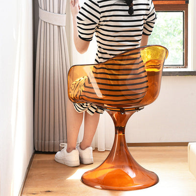 Silla de comedor con respaldo de diseño de arco de plásticos acrílicos nórdicos contemporáneos para comedor 