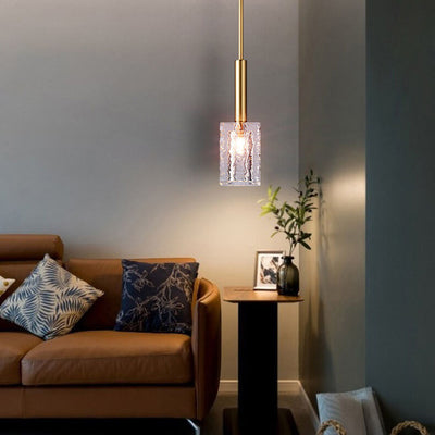 Nordic Light Luxury Crystal Square Copper 1-Light Pendant Light