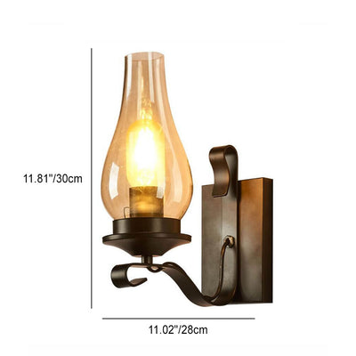 Industrial Vintage Wrought Iron Glass Bottle Lampshade 1-Light Wall Sconce Lamp