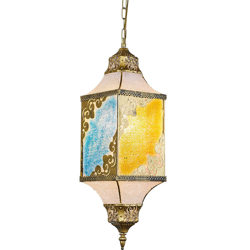 Contemporary Boho Stained Lantern PC Iron 1-Light Pendant For Dining Room