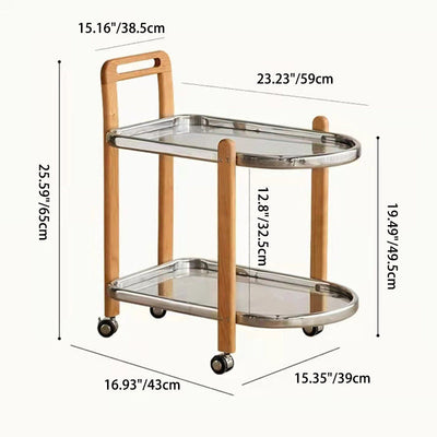 Moderner minimalistischer quadratischer Holz-Glas-Endtisch, zweistufiger Wagen, drehbar für das Wohnzimmer 