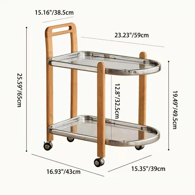 Moderner minimalistischer quadratischer Holz-Glas-Endtisch, zweistufiger Wagen, drehbar für das Wohnzimmer 