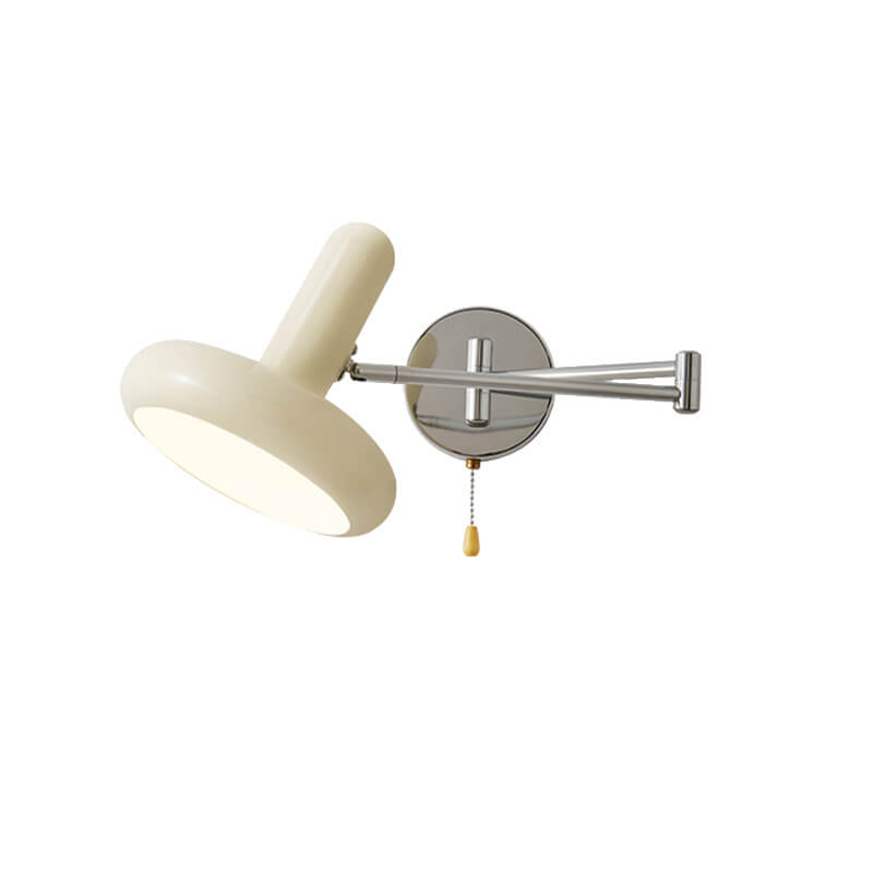 Bras oscillant rond rétractable en fer blanc crème nordique 1-lumière applique murale 