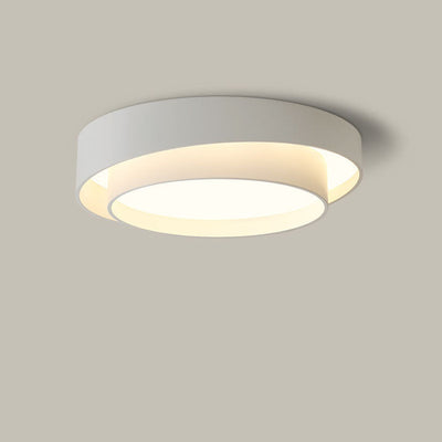 Simplicité Contemporaine Plafonnier LED en Fer à Deux Couches avec Abat-jour Rond pour Salon 