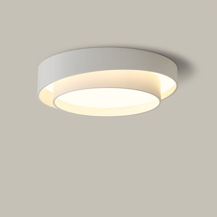 Simplicité Contemporaine Plafonnier LED en Fer à Deux Couches avec Abat-jour Rond pour Salon 