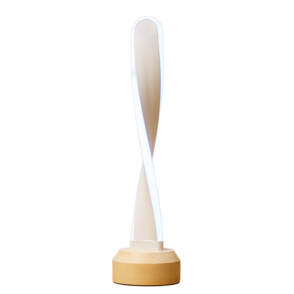 Lampe de table LED en aluminium et silice avec bande elliptique en spirale japonaise traditionnelle pour chevet 