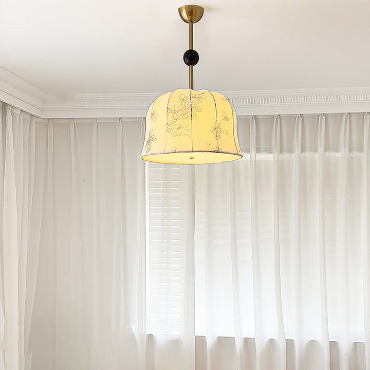 Traditioneller französischer Vintage-Kronleuchter mit Blumenmuster im Stoff-Stil, 3/6 Lichter für Wohnzimmer 