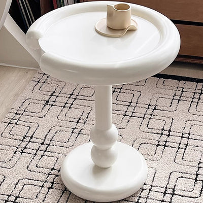 Table d'appoint moderne minimaliste avec base ovale en colonne, plateau en densité, bois de hêtre et fibre de verre pour le salon 