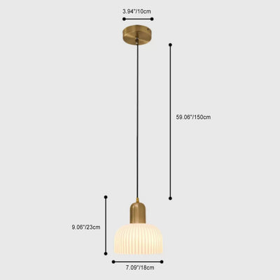 Traditionelle japanische halbkugelförmige Pendelleuchte aus Kupferkeramik mit 1 Licht für Esszimmer 