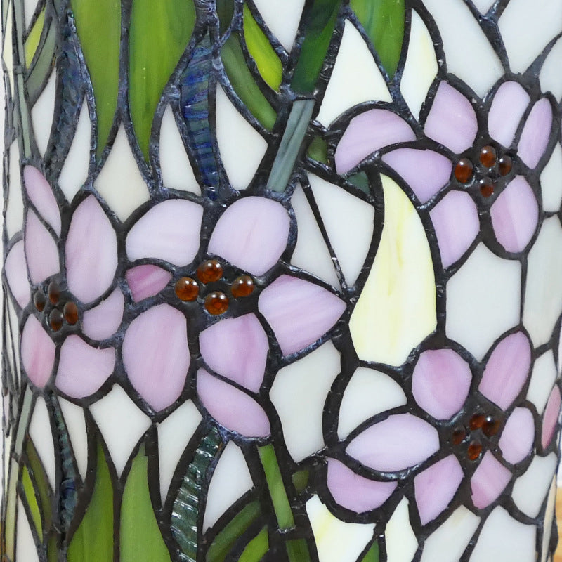 Lampe de sol traditionnelle Tiffany à colonne en fer avec verre à 2 lumières pour salon 