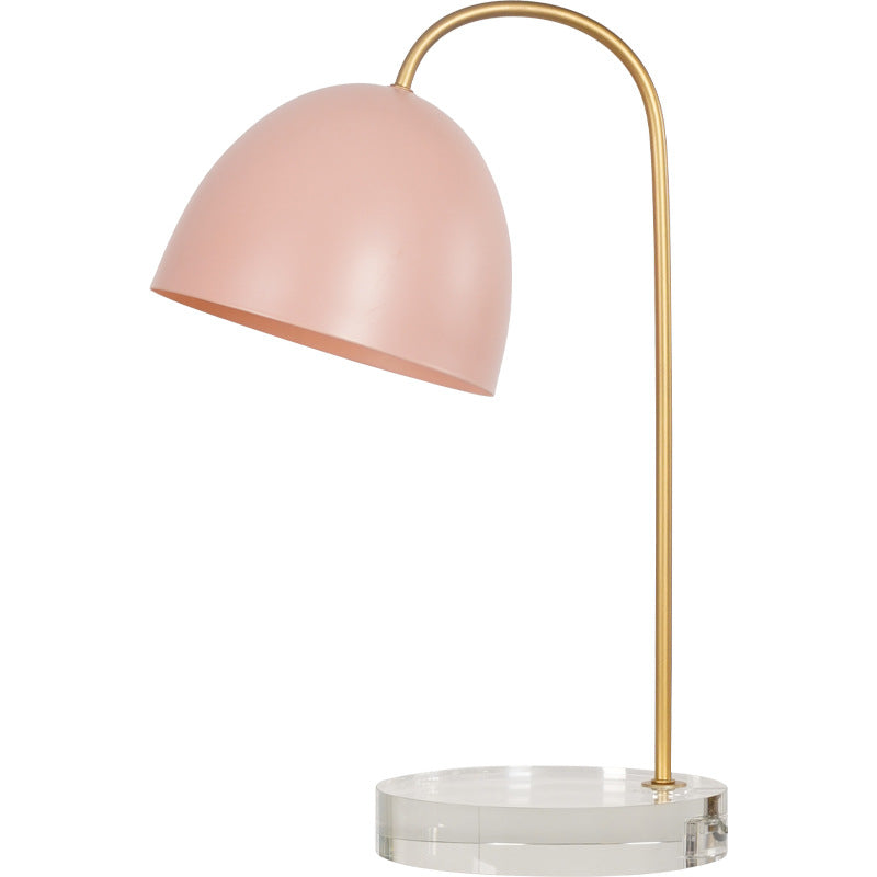 Contemporary Scandinavian Hardware Dome Shade Crystal Base 1-Light Table Lamp For Bedroom