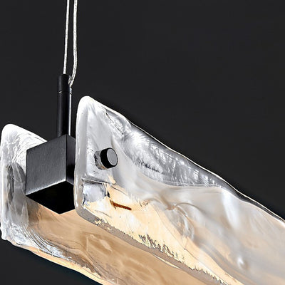 Moderne minimalistische lange Streifen Eisen Aluminium Glas LED Insel Licht Pendelleuchte für Arbeitszimmer 