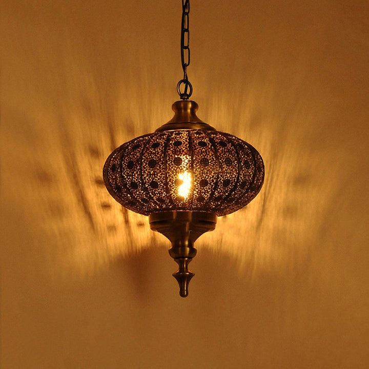 Lanterne coloniale traditionnelle en fer 1 lumière suspension pour salon 