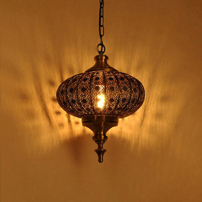 Traditionelle koloniale Laterne aus Eisen mit 1 Licht, Pendelleuchte für Wohnzimmer 