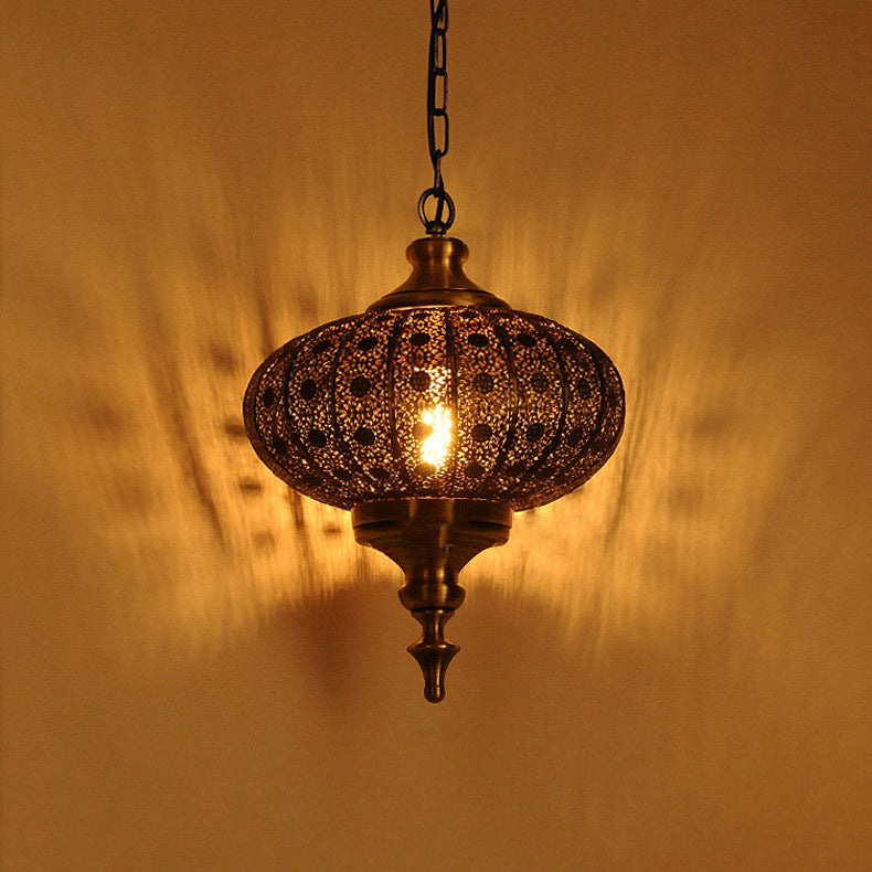 Traditionelle koloniale Laterne aus Eisen mit 1 Licht, Pendelleuchte für Wohnzimmer 