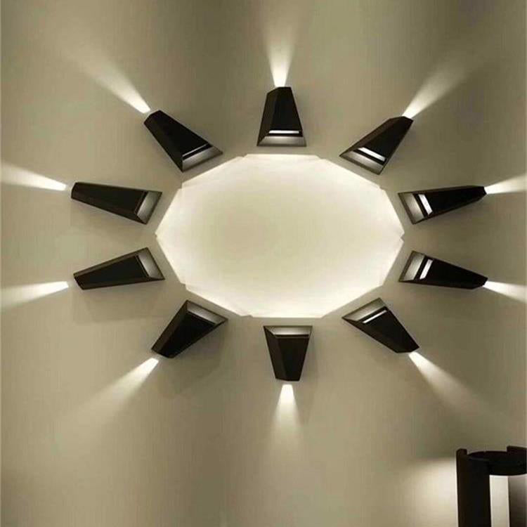 Moderne minimalistische trapezförmige Aluminium Silikon PVC Linse LED Outdoor Wandleuchte Lampe für Garten 