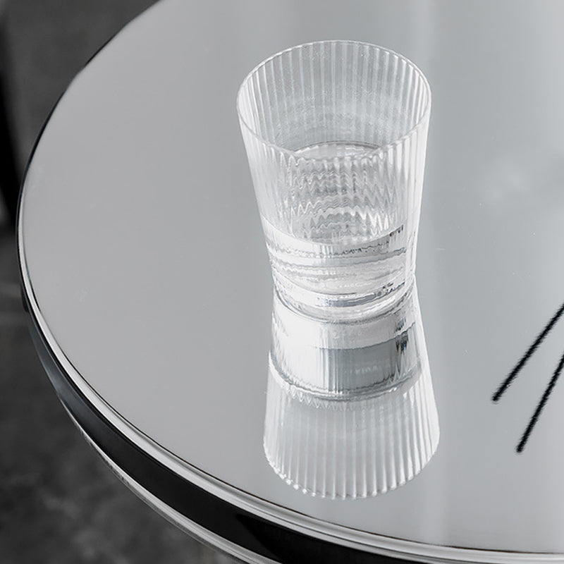 Table basse contemporaine créative en verre rond plaqué métal avec 1 armoire pour salon 