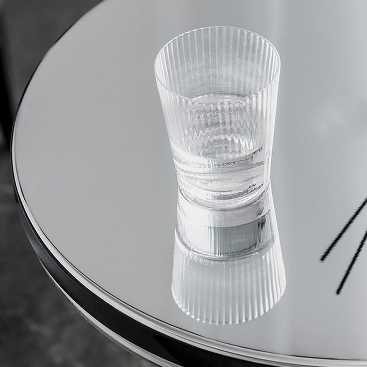 Table basse contemporaine créative en verre rond plaqué métal avec 1 armoire pour salon 