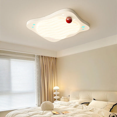 Plafonnier LED en forme d'œuf carré en fer PE pour enfants créatifs contemporains avec volants pour chambre 