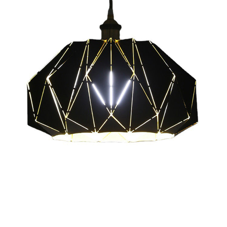 Contemporary Industrial Iron Aluminum Hollow Diamond 1-Light Pendant Light For Dining Room