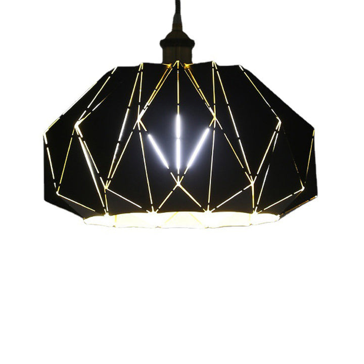 Contemporary Industrial Iron Aluminum Hollow Diamond 1-Light Pendant Light For Dining Room