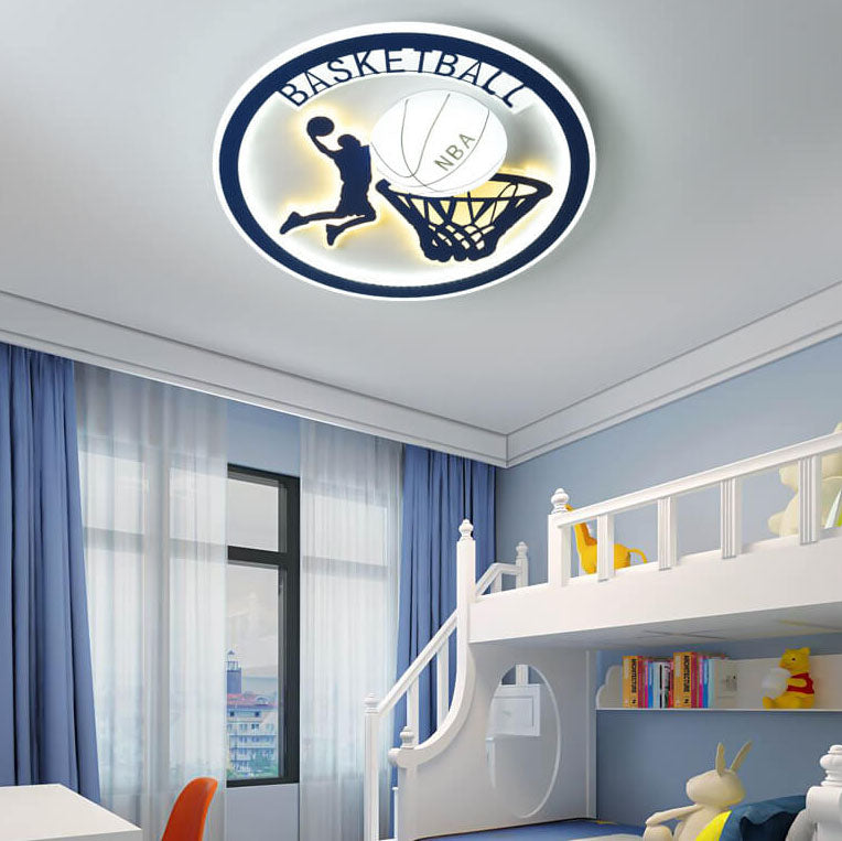 Creative Simplicity NBA Basketball Acrylic LED Kids Flush Mount Ceiling Light