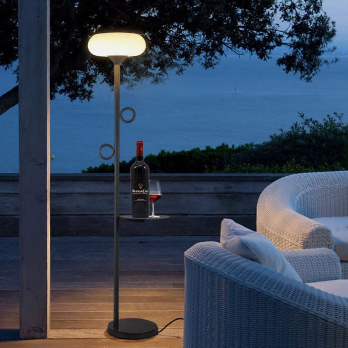 Lámpara de pie para exteriores con tira LED de acero inoxidable de simplicidad moderna solar para patio exterior 